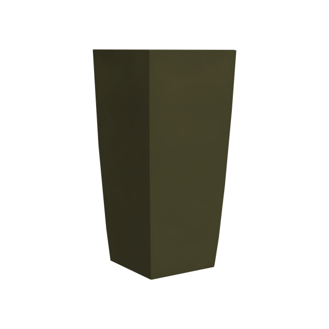 Toulan tapered square fiberglass planter in Matte Bronze, studio render