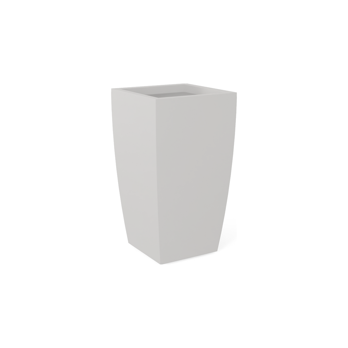 Toulan tall tapered square fiberglass planter in Matte Cement Grey