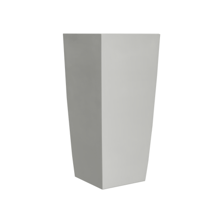 Toulan tapered square fiberglass planter in Matte Cement Grey, studio render