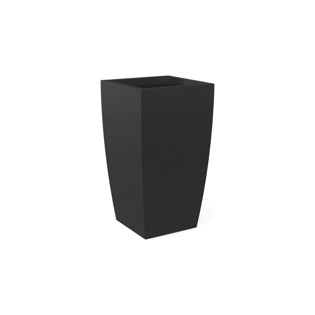 Toulan tall tapered square fiberglass planter in Matte Charcoal
