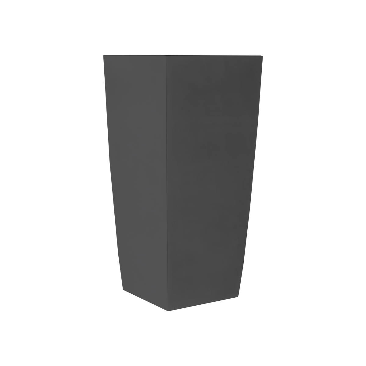 Toulan tapered square fiberglass planter in Matte Charcoal, studio render