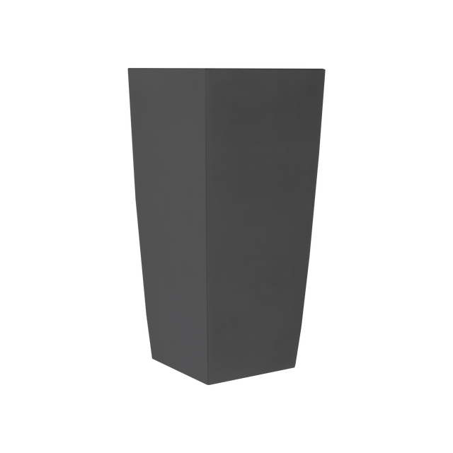Toulan tapered square fiberglass planter in Matte Charcoal, studio render