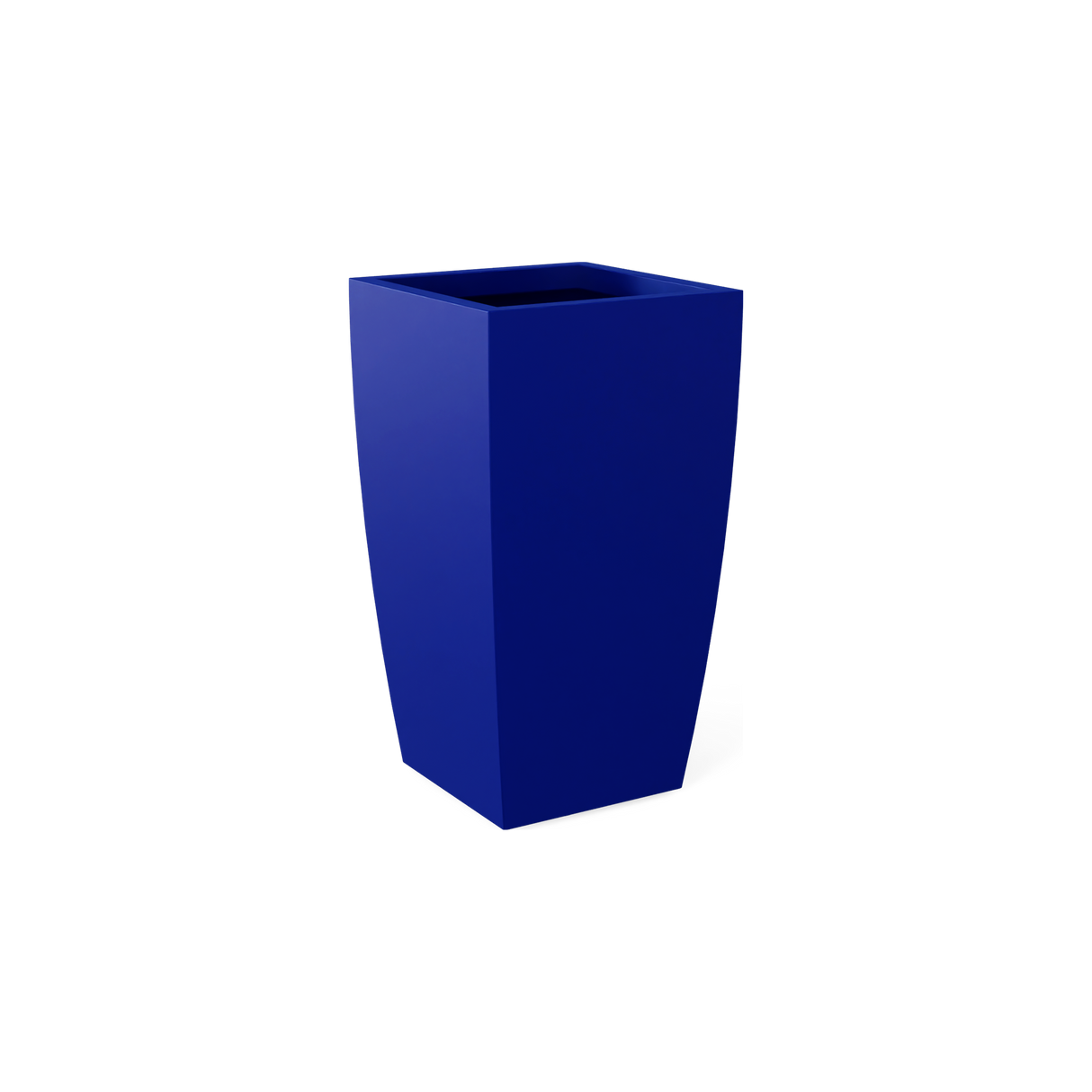 Toulan tall tapered square fiberglass planter in Matte Cobalt Blue