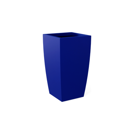 Toulan tall tapered square fiberglass planter in Matte Cobalt Blue