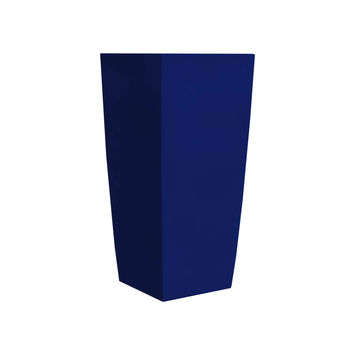 Toulan tapered square fiberglass planter in Matte Cobalt Blue, studio render