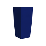 Toulan tapered square fiberglass planter in Matte Cobalt Blue, studio render
