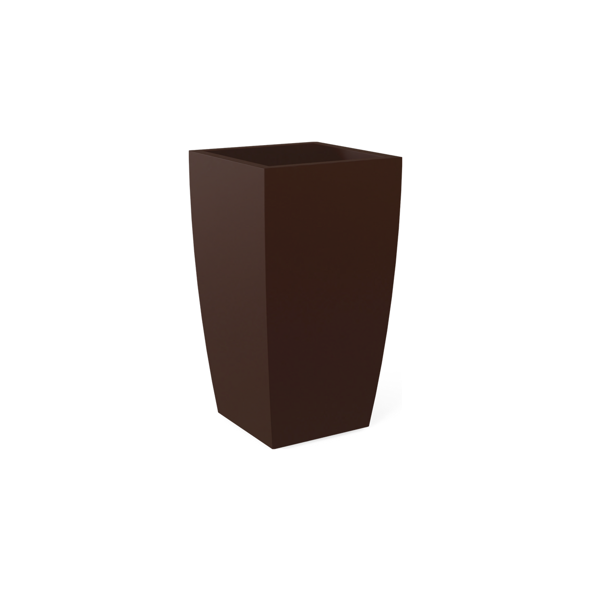 Toulan tall tapered square fiberglass planter in Matte Dark Brown