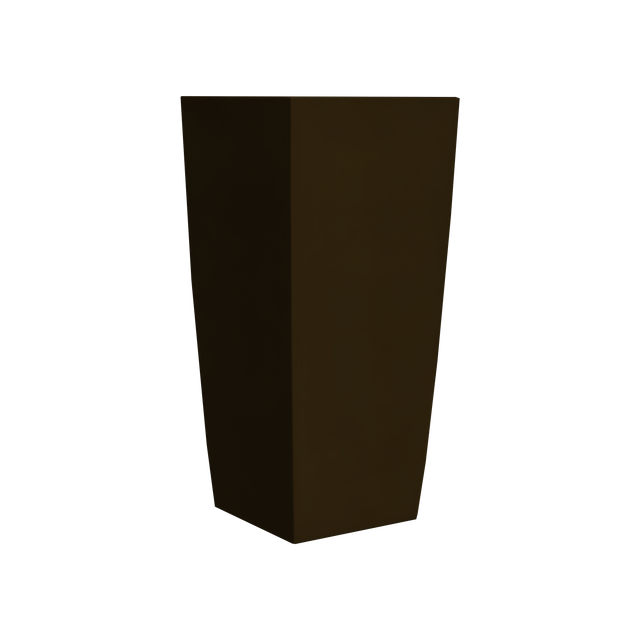 Toulan tapered square fiberglass planter in Matte Dark Brown, studio render