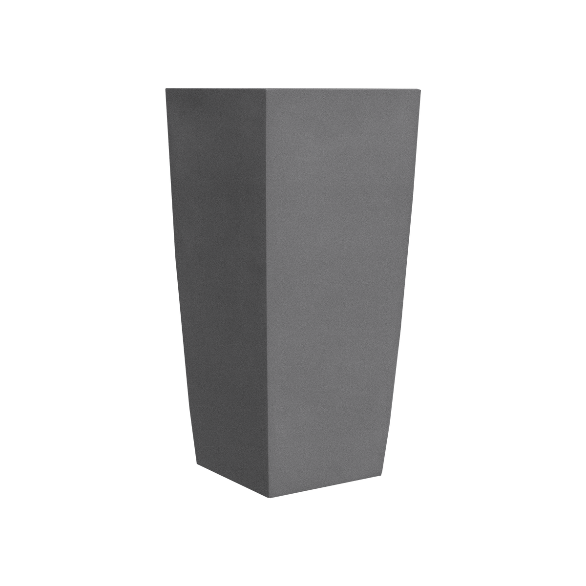 Toulan tapered square fiberglass planter in Matte Gunmetal, studio render