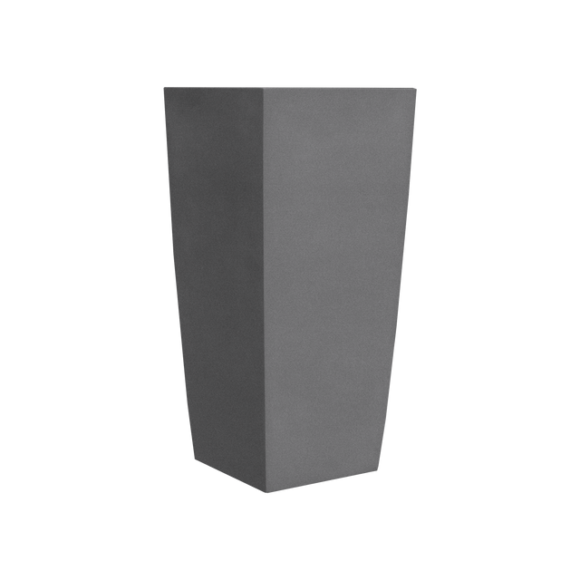 Toulan tapered square fiberglass planter in Matte Gunmetal, studio render