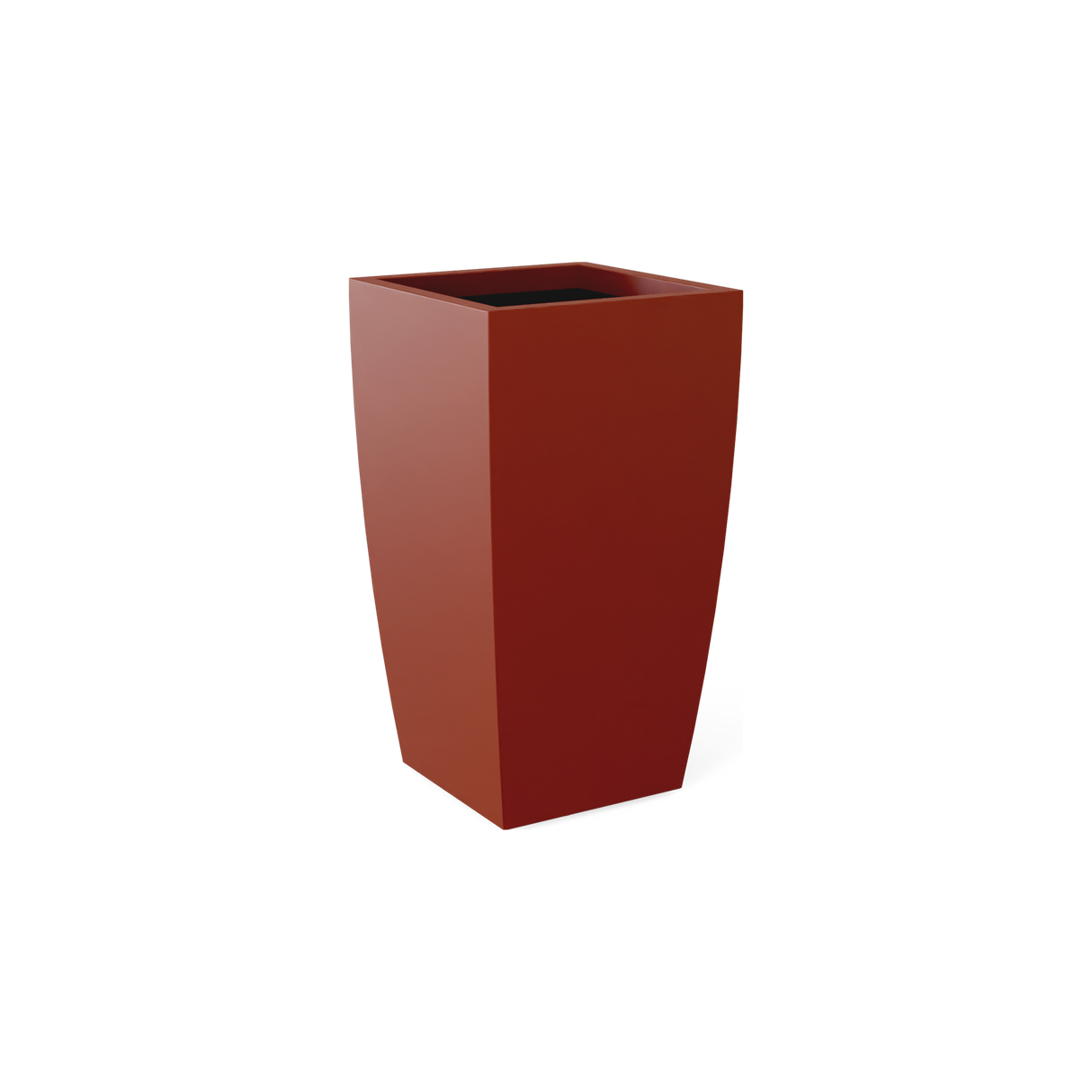 Toulan tall tapered square fiberglass planter in Matte Terra Cotta