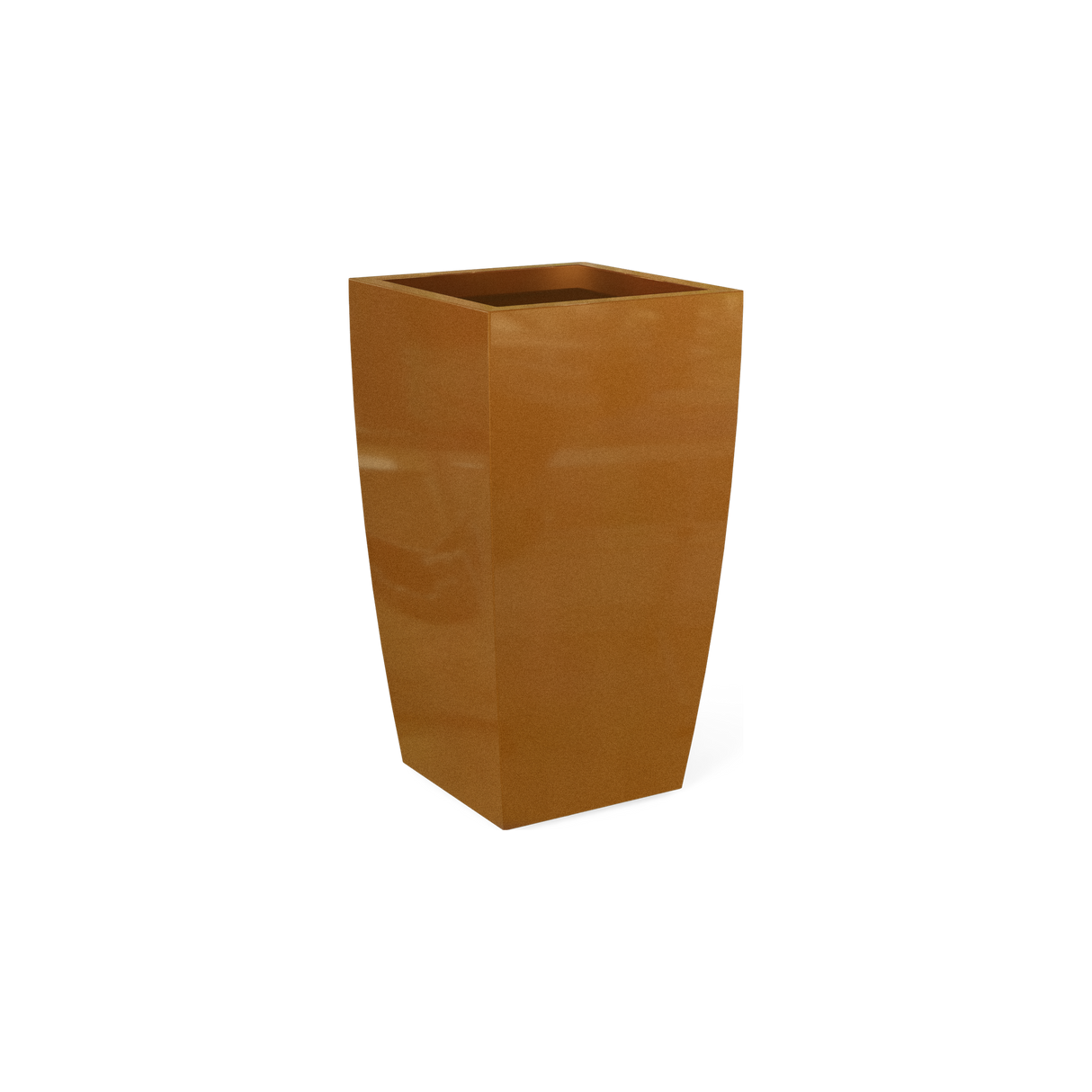 Toulan tall tapered square fiberglass planter in Metallic Bronze