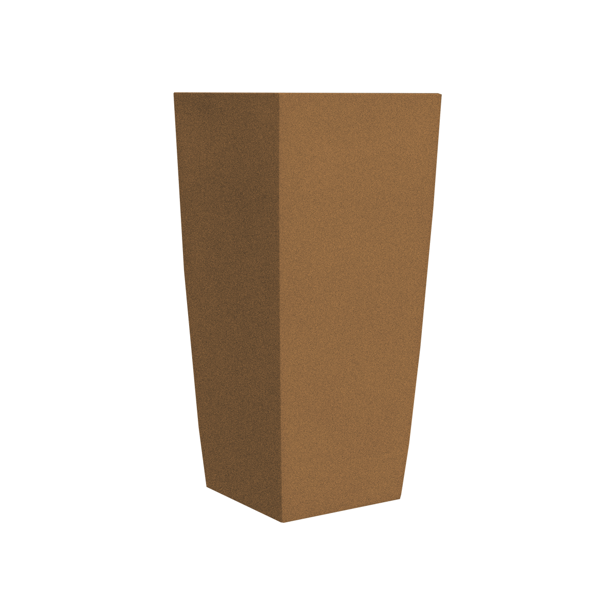 Toulan tapered square fiberglass planter in Metallic Bronze, studio render