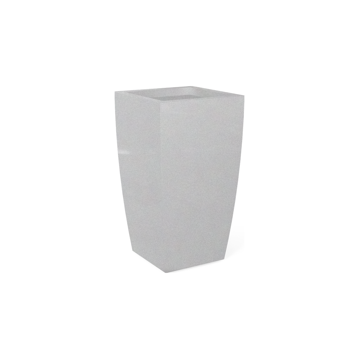 Toulan tall tapered square fiberglass planter in Metallic Silver