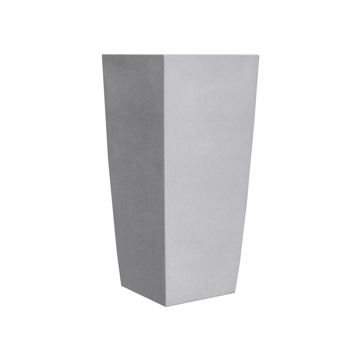 Toulan tapered square fiberglass planter in Metallic Silver, studio render