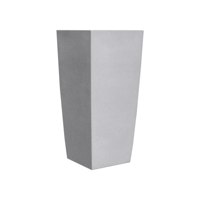 Toulan tapered square fiberglass planter in Metallic Silver, studio render