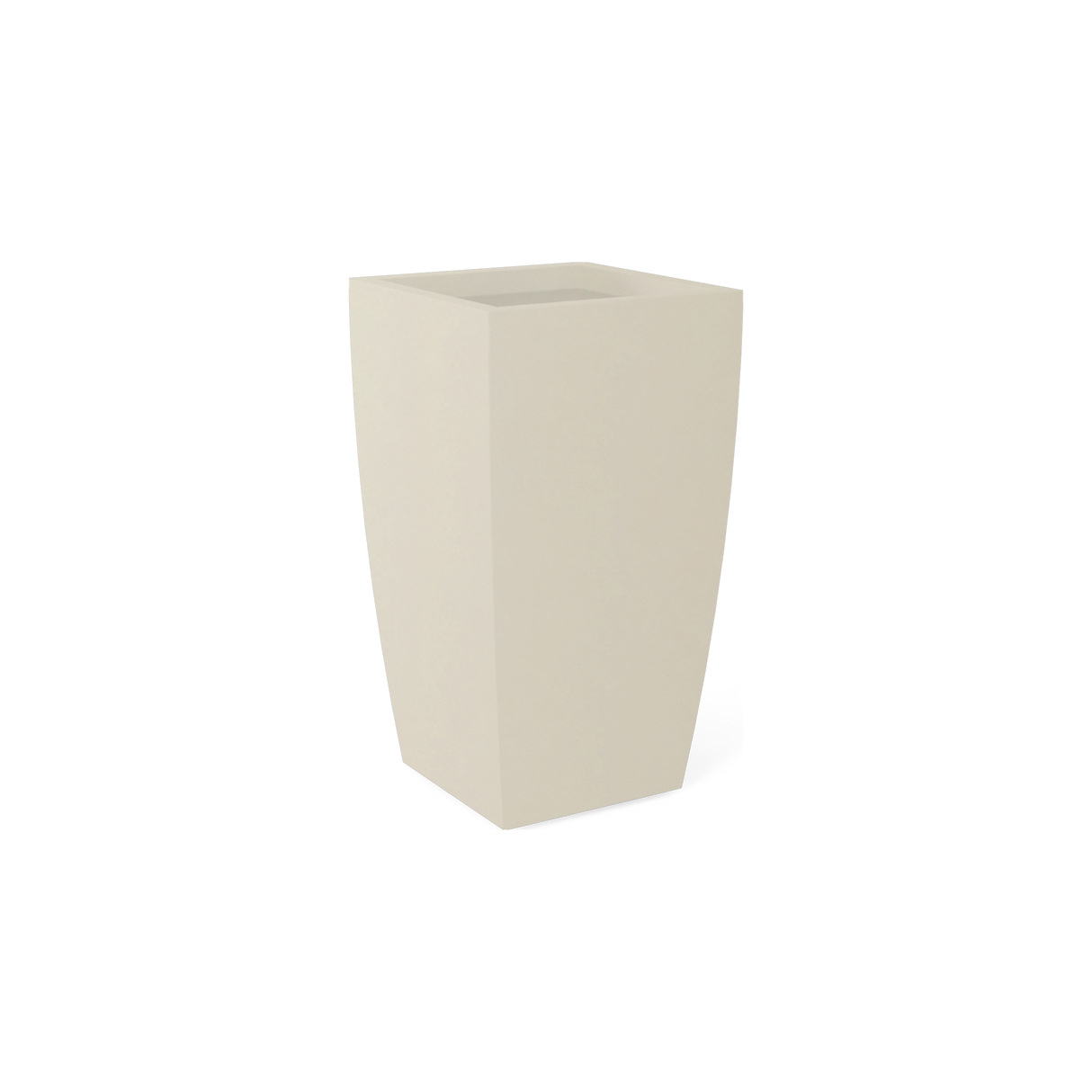 Toulan tall tapered square fiberglass planter in Satin Beige