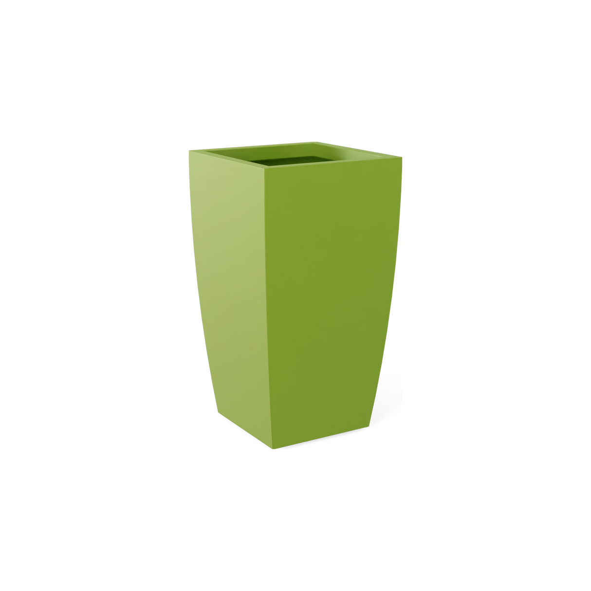 Toulan tall tapered square fiberglass planter in Satin Green