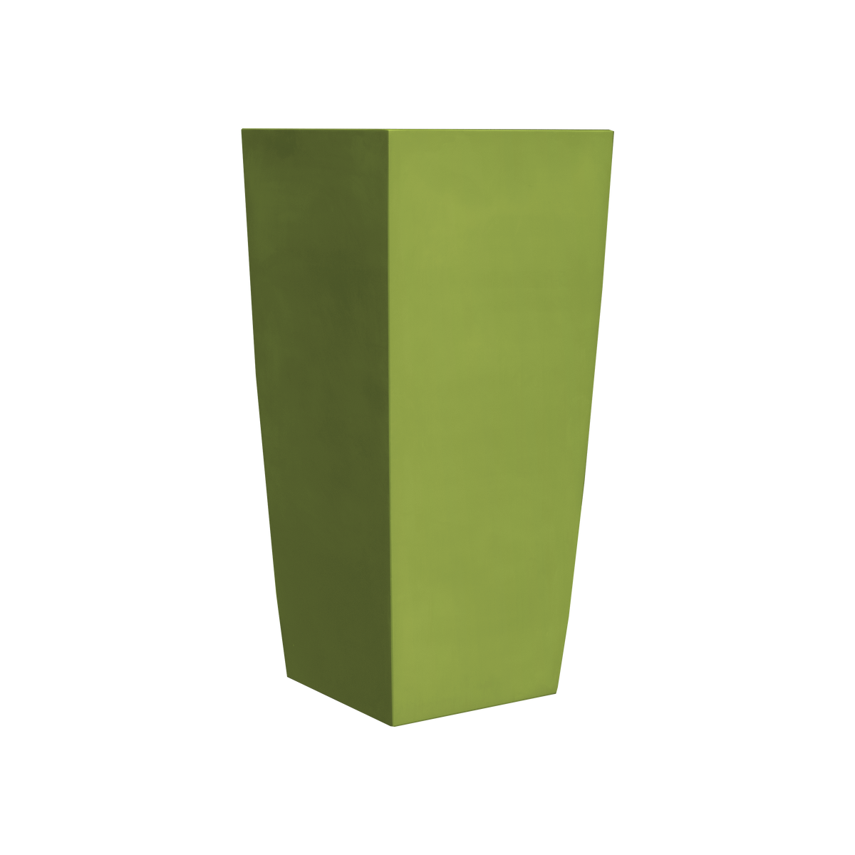 Toulan tapered square fiberglass planter in Satin Green, studio render