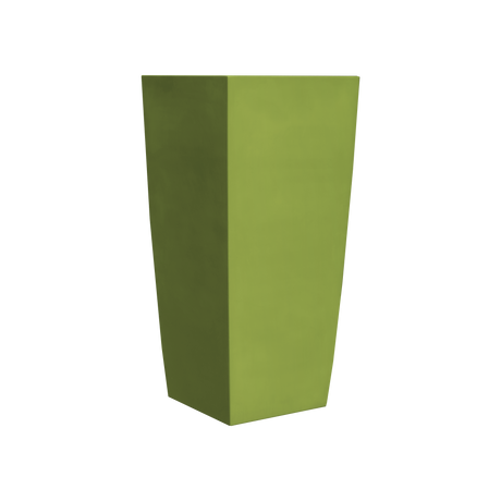 Toulan tapered square fiberglass planter in Satin Green, studio render