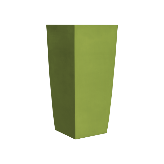 Toulan tapered square fiberglass planter in Satin Green, studio render