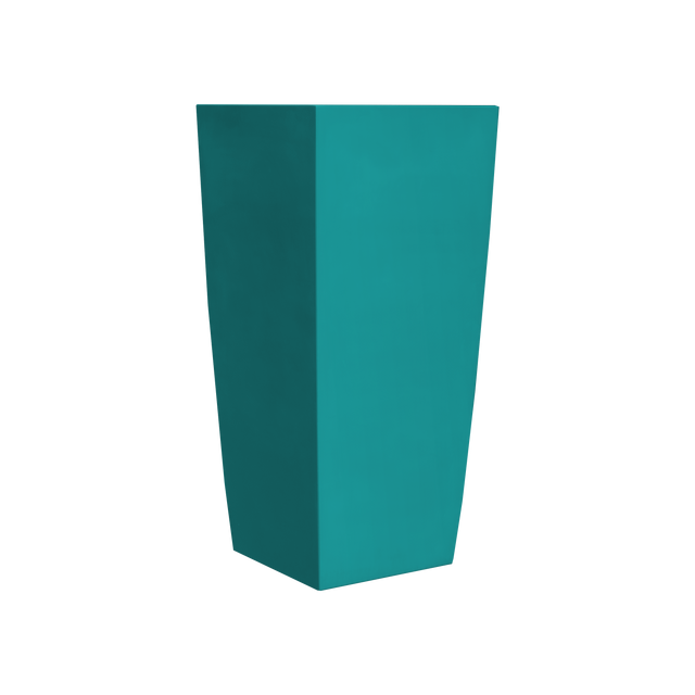 Toulan tapered square fiberglass planter in Satin Seafoam Green, studio render