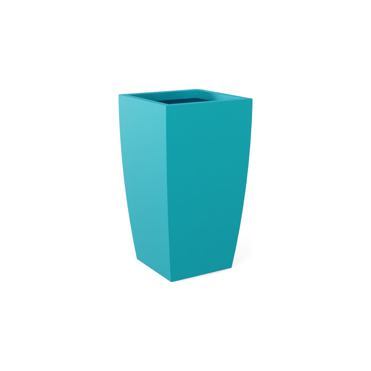 Toulan tall tapered square fiberglass planter in Satin Seafoam Green