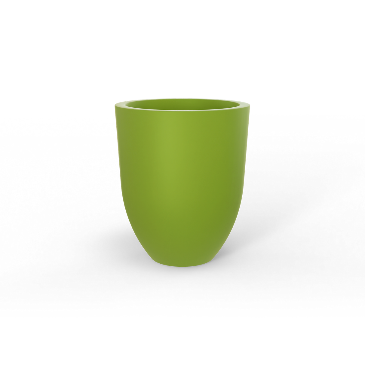 Valencia tapered round fiberglass planter, Green finish