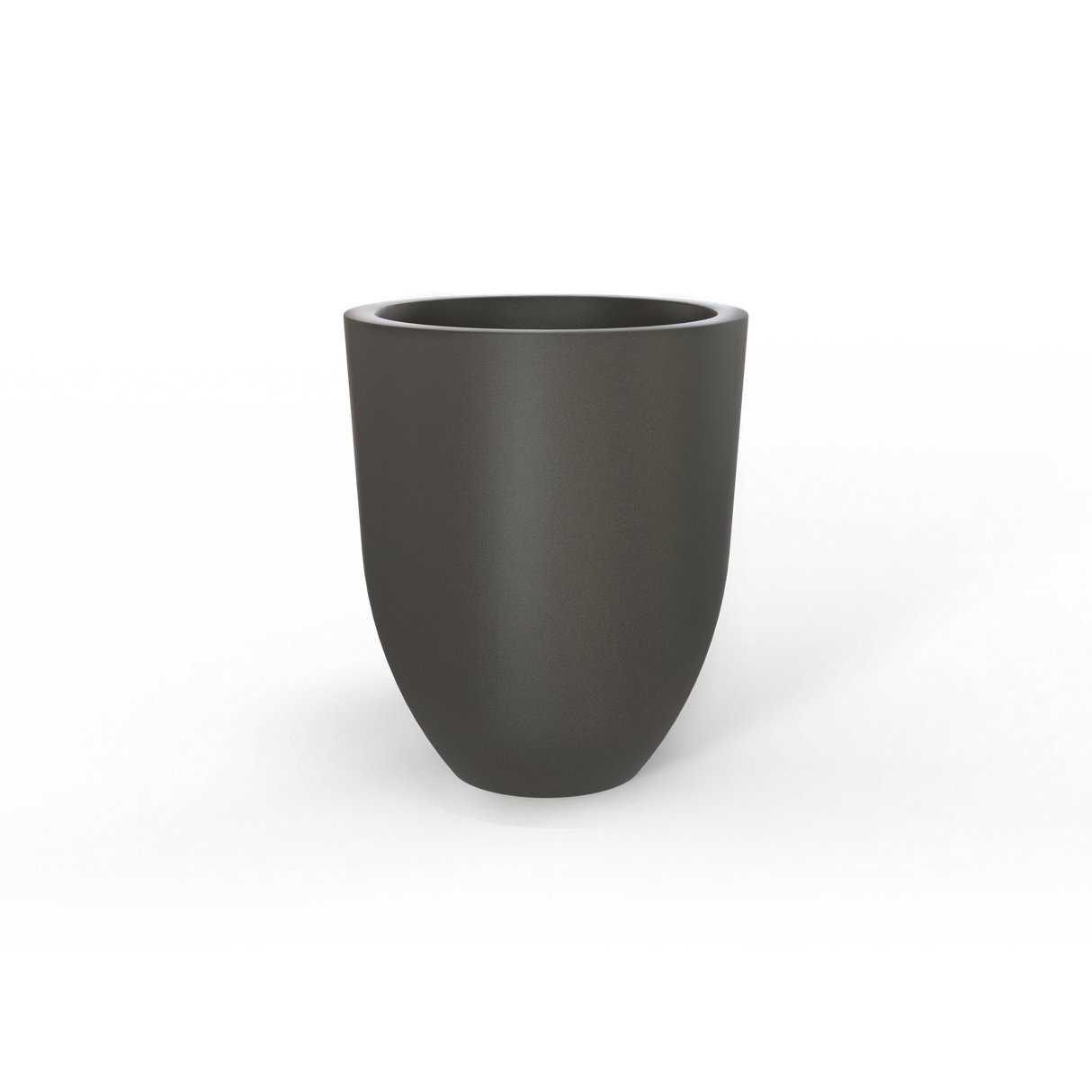 Valencia tapered round fiberglass planter, Gun Metal finish