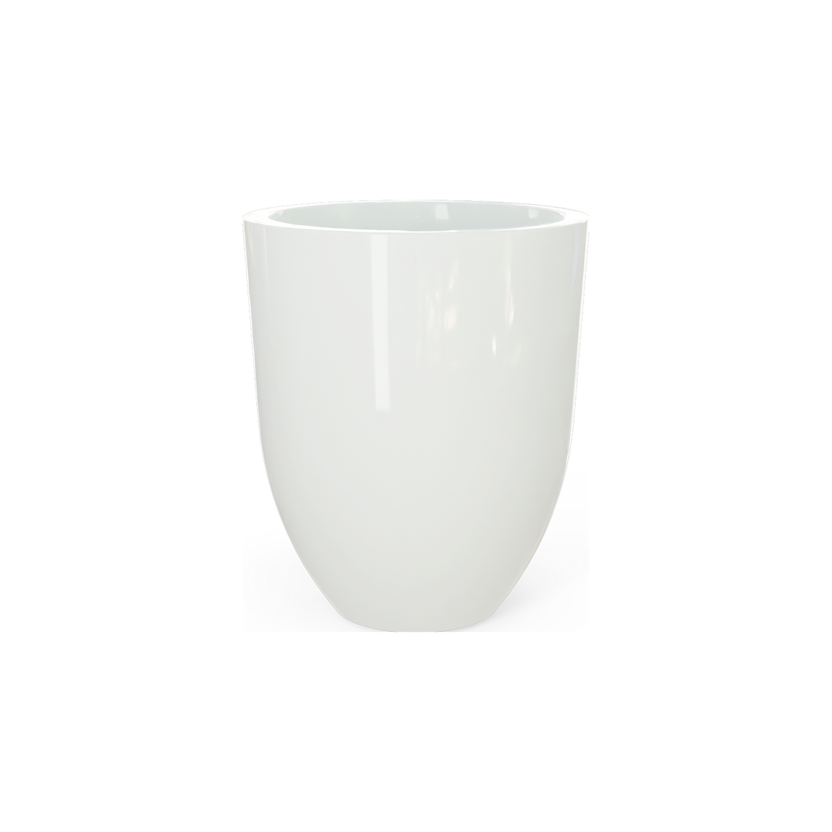 Valencia tapered round fiberglass planter in Gloss Bright White