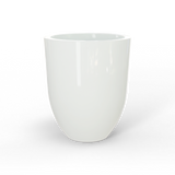 Valencia tapered round fiberglass planter in Gloss Bright White, studio render