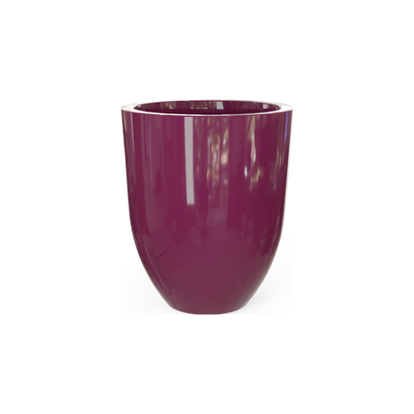 Valencia tapered round fiberglass planter in Gloss Eggplant