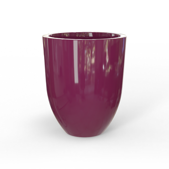 Valencia tapered round fiberglass planter in Gloss Eggplant, studio render