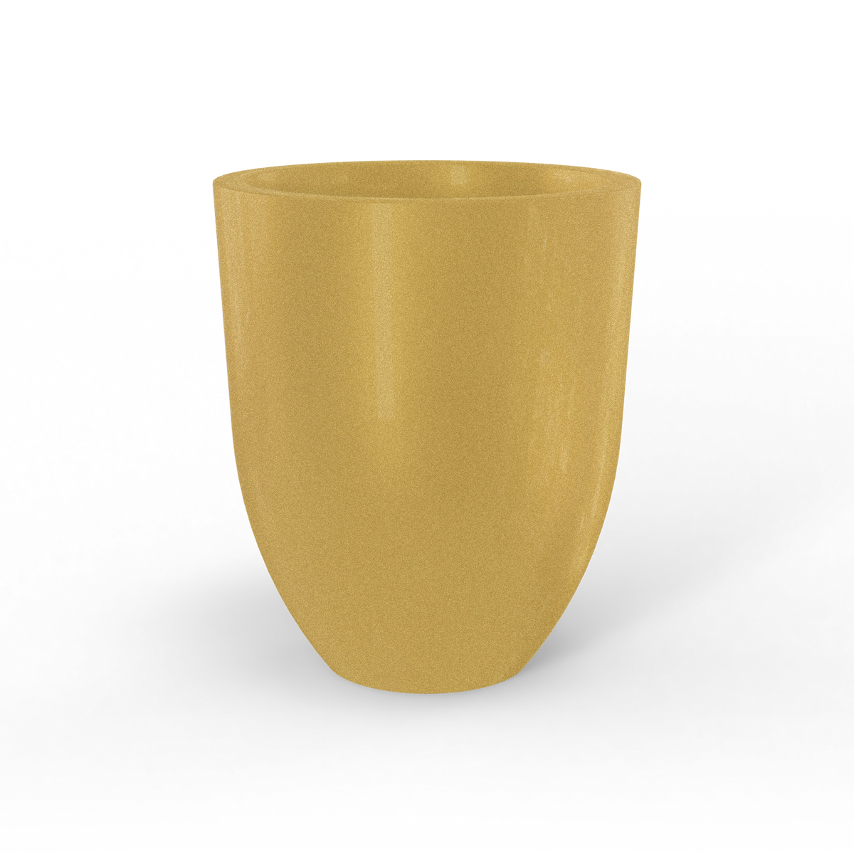 Valencia tapered round fiberglass planter in Gloss Metallic Gold, studio render