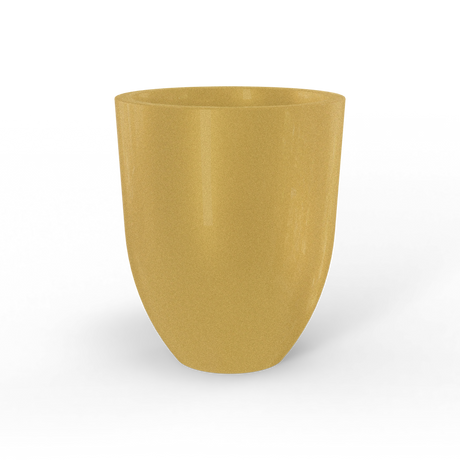 Valencia tapered round fiberglass planter in Gloss Metallic Gold, studio render