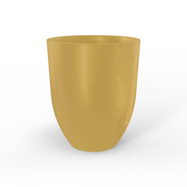 Valencia tapered round fiberglass planter in Gloss Metallic Gold, studio render