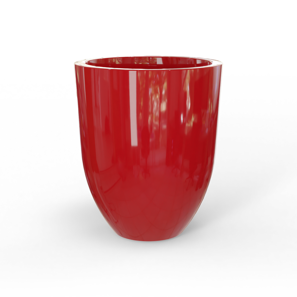 Valencia tapered round fiberglass planter in Gloss Red, studio render