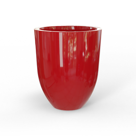 Valencia tapered round fiberglass planter in Gloss Red, studio render