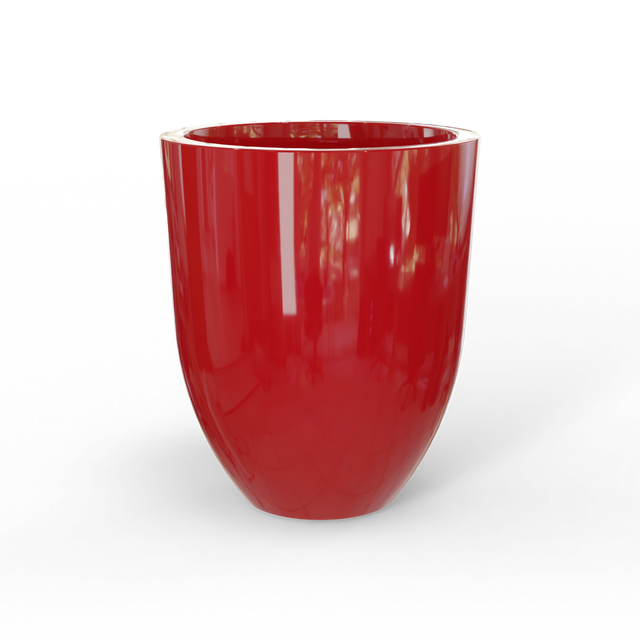 Valencia tapered round fiberglass planter in Gloss Red, studio render