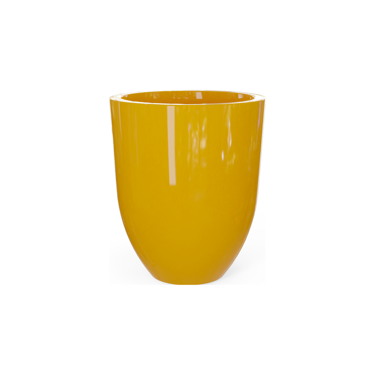 Valencia tapered round fiberglass planter in Gloss Saffron