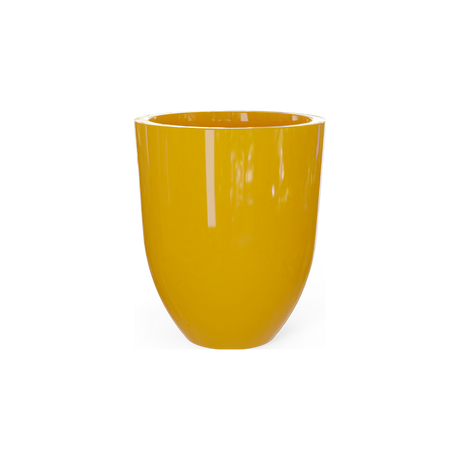 Valencia tapered round fiberglass planter in Gloss Saffron
