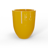 Valencia tapered round fiberglass planter in Gloss Saffron, studio render