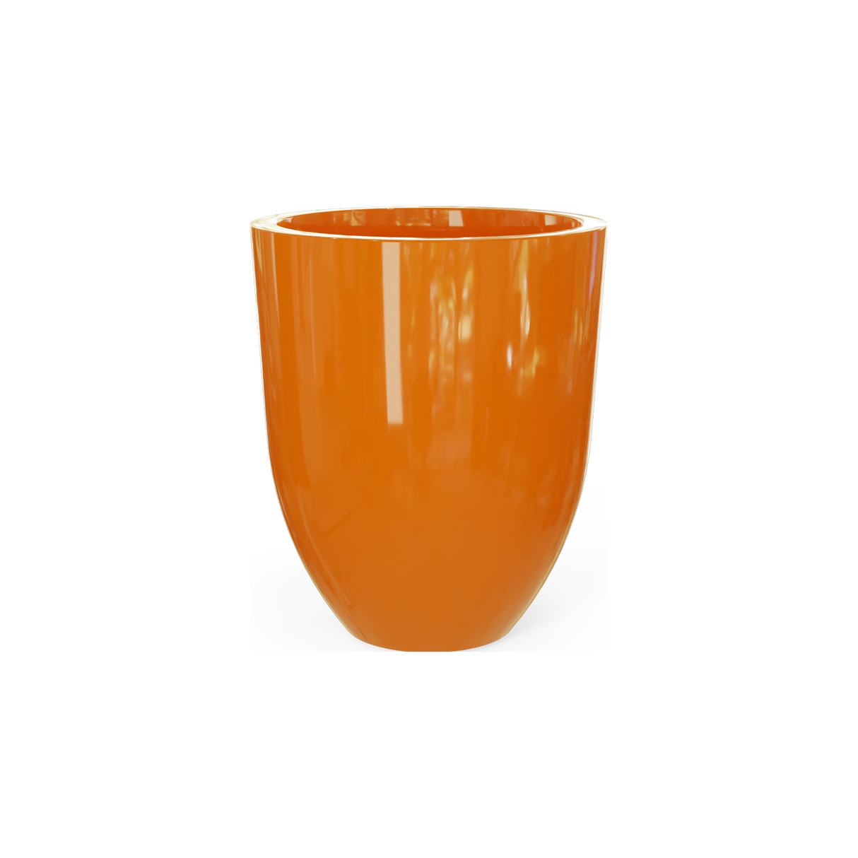 Valencia tapered round fiberglass planter in Gloss Tangerine