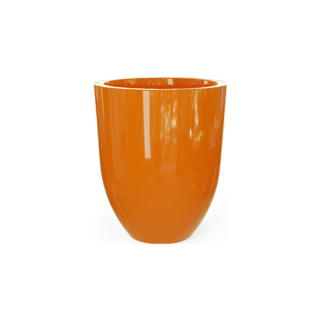 Valencia tapered round fiberglass planter in Gloss Tangerine