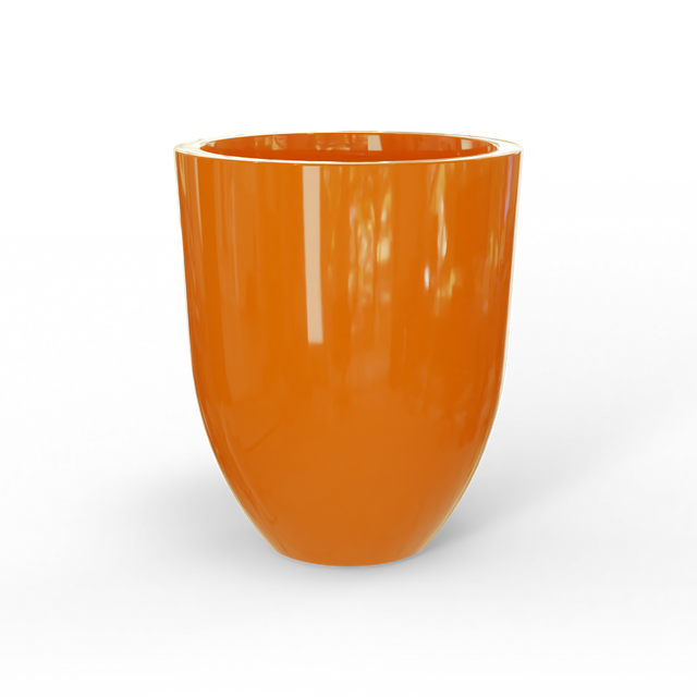 Valencia tapered round fiberglass planter in Gloss Tangerine, studio render