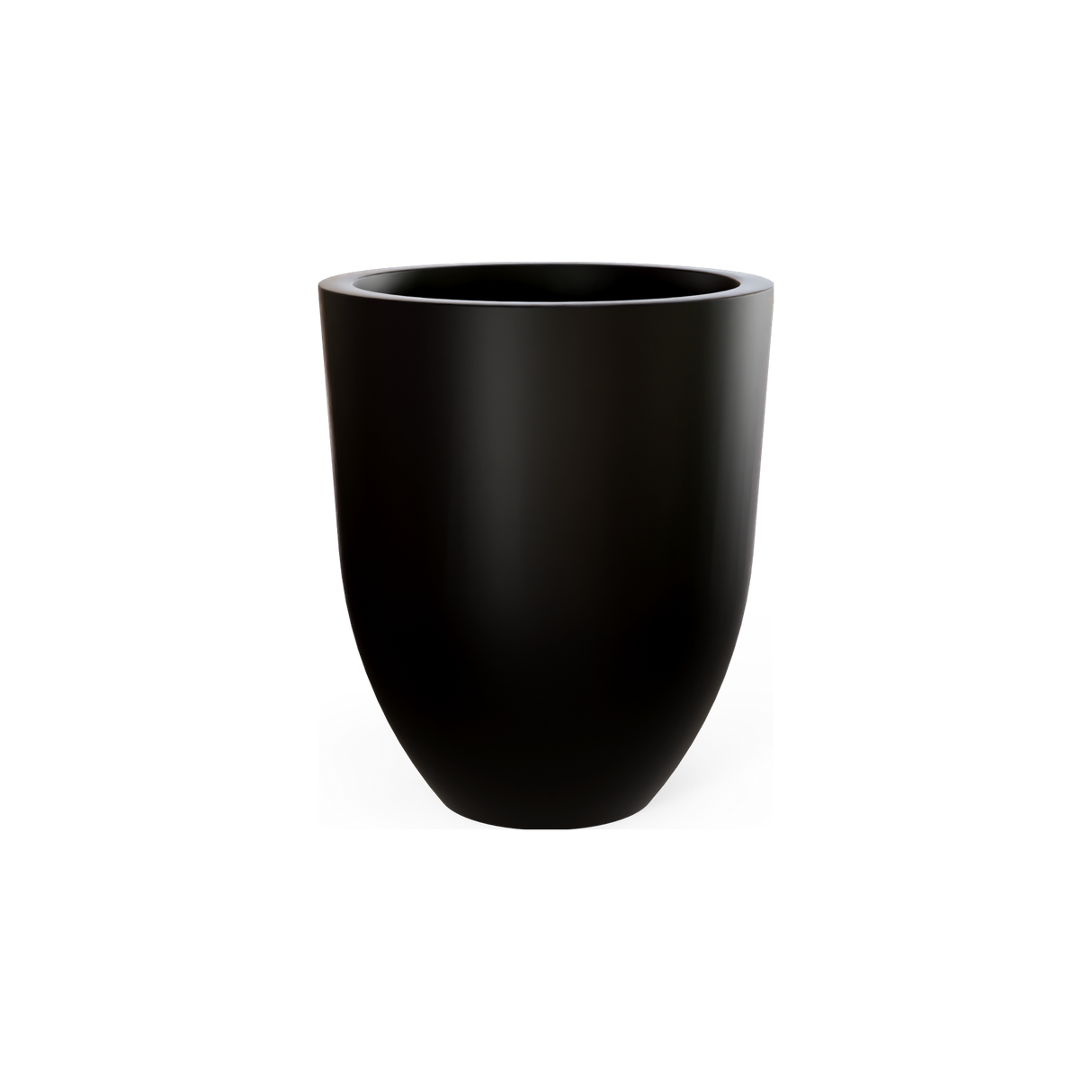 Valencia tapered round fiberglass planter in Matte Black