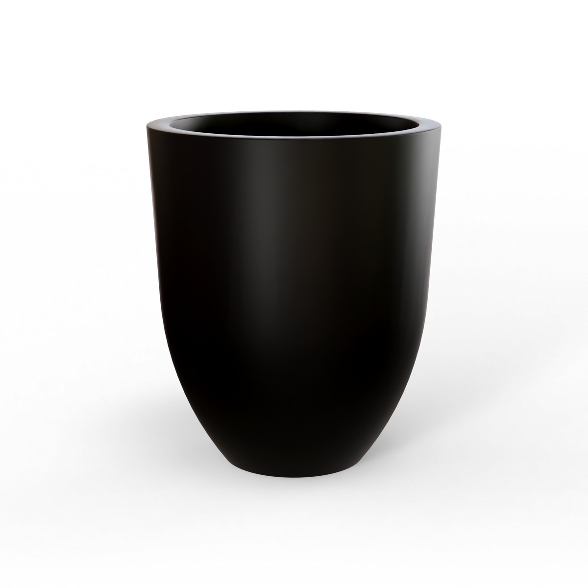 Valencia tapered round fiberglass planter in Matte Black, studio render