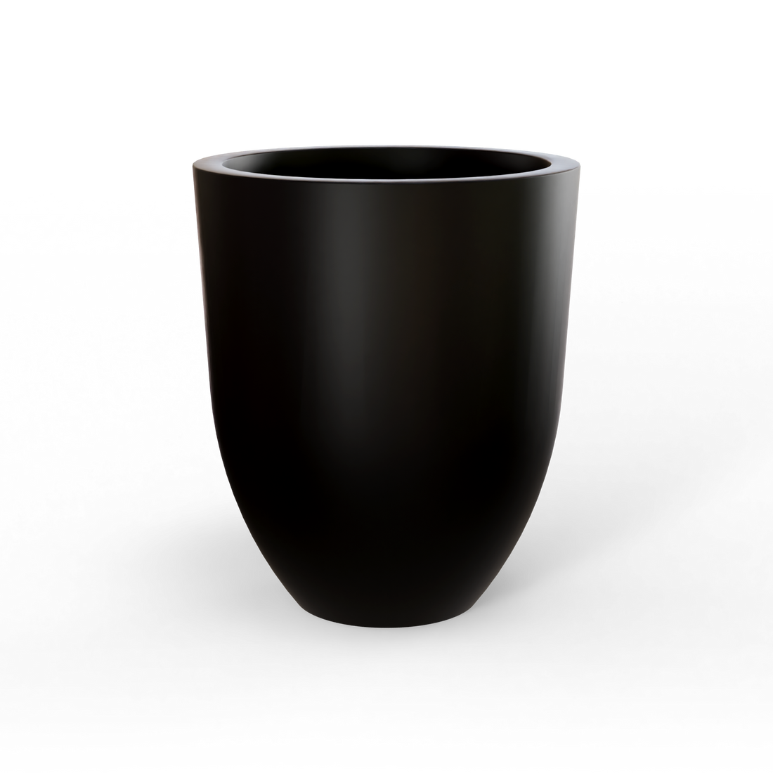 Valencia tapered round fiberglass planter in Matte Black, studio render