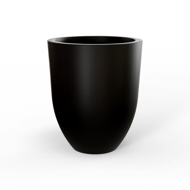 Valencia tapered round fiberglass planter in Matte Black, studio render