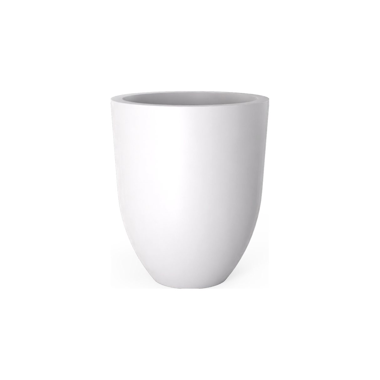 Valencia tapered round fiberglass planter in Matte Bright White